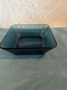 Anchor Hocking Rio Coastal Blue Square Glass Serving Bowl 6.5" Turquoise Aqua